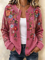 Women Spring/Fall Outerwear Vintage Floral Long Sleeve Jacket