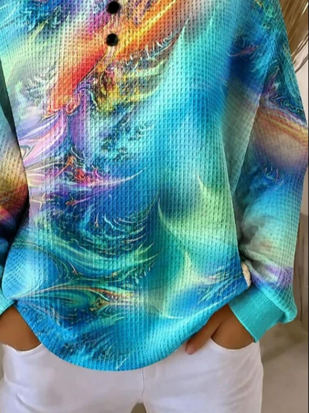 Casual Abstract Crew Neck Long Sleeve Sweatshirt