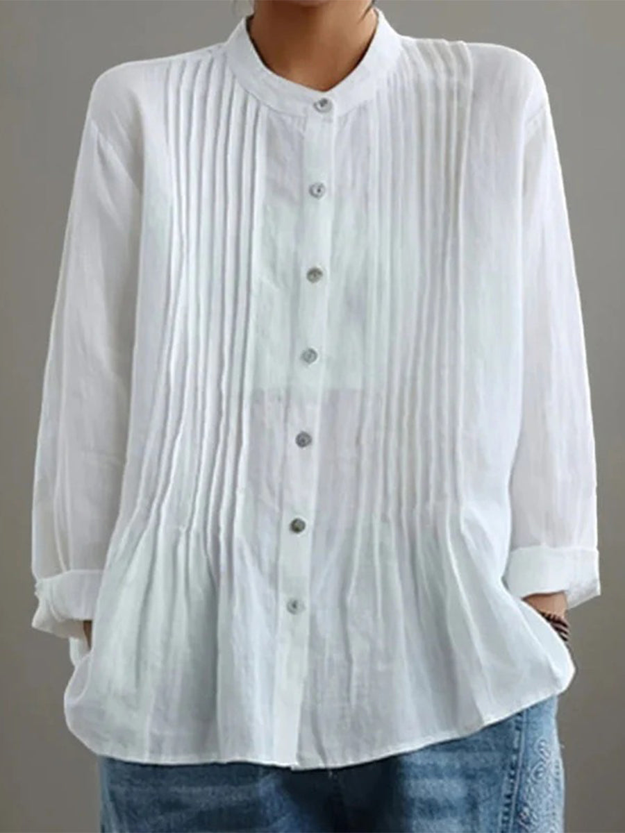 Casual Solid Colour Long Sleeve Blouse