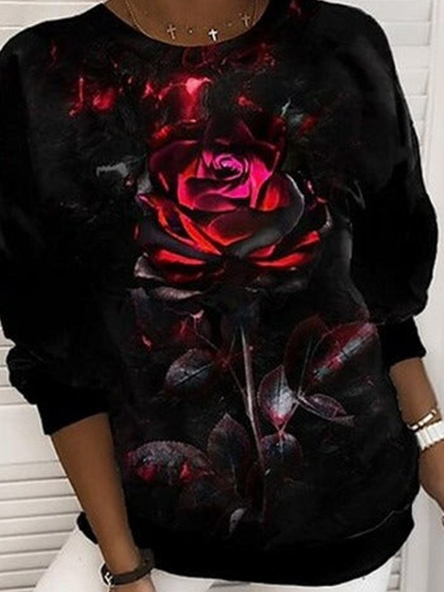 Loose Casual Floral Print Sweatshirt