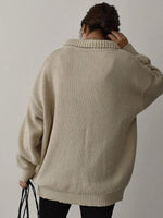 Comfy Plain Long Sleeve V-Neck Sweater