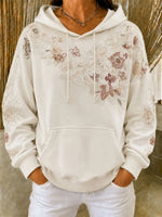 Casual Hooded Floral Long Sleeve Sweatshirt