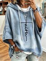 Casual 3/4 Sleeve Cross Hoodie