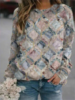 MulticolorCasual Round Neck Geometric Printed Long Sleeve Sweatshirts