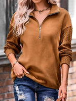 Plain Casual Zipper Sweatshirt