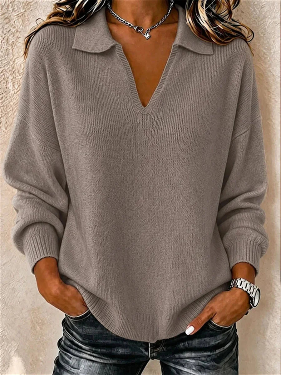 Women Plain Long Sleeve Comfy Casual Sweater