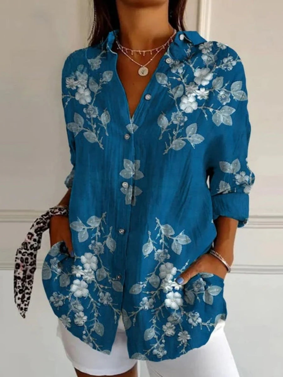 Vintage Floral Print Blouse