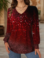 Fashionable Casual V-neck Long Sleeve Blouse