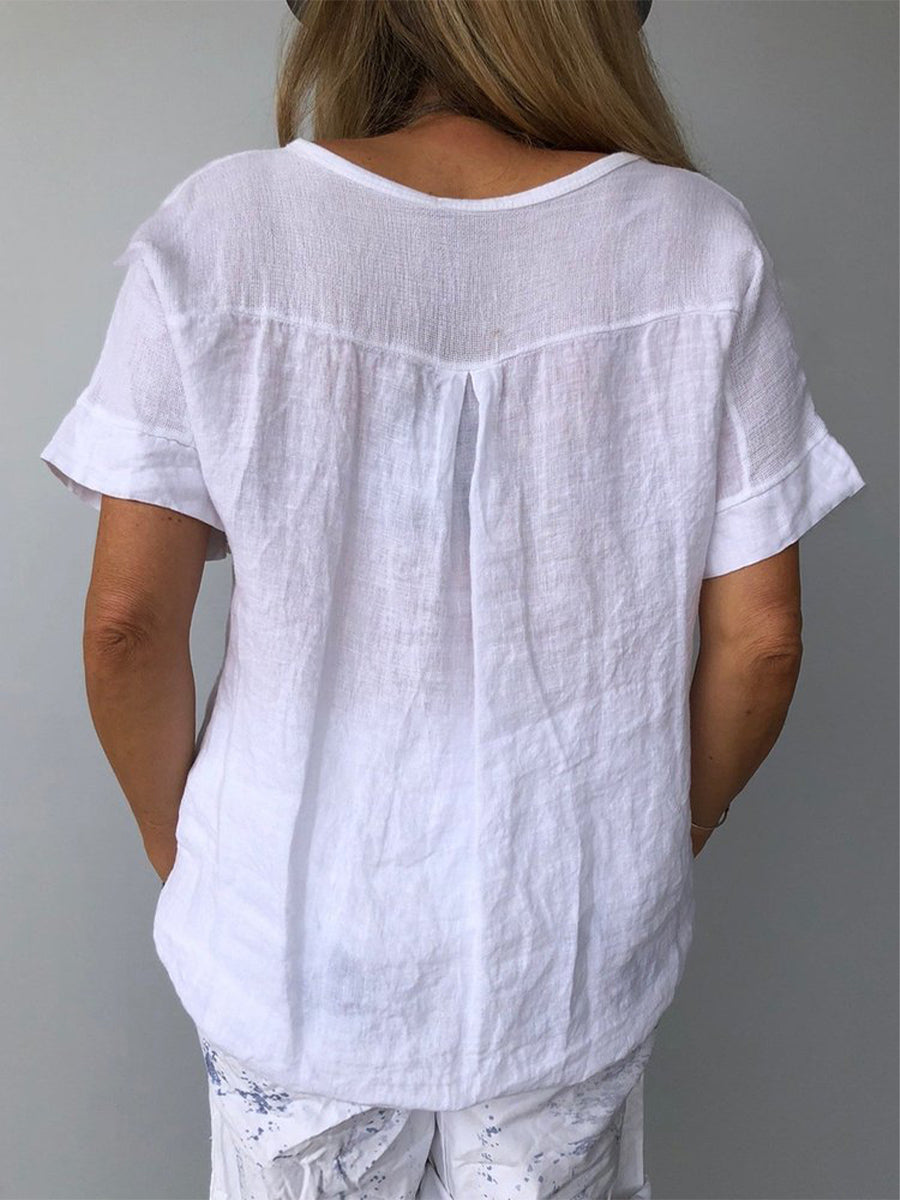 Summer Solid Short Sleeves Casual Tops