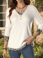 Casual Leopard Print Long Sleeve Blouse