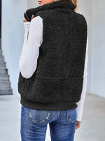 Black Casual Zipper Solid Warm Jacket