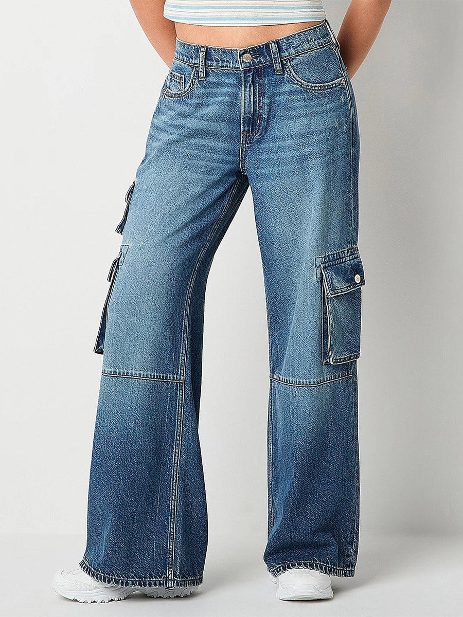 Solid Low Rise Baggy Loose Fit Jean
