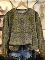 Vintage Casual Round Neck Long Sleeve Sweatshirt