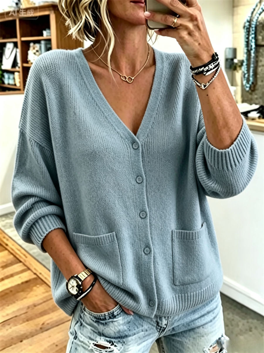 Women Plain Long Sleeve Comfy Casual Sweater