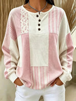 Casual Striped Crew Neck Long Sleeve Sweatshirt