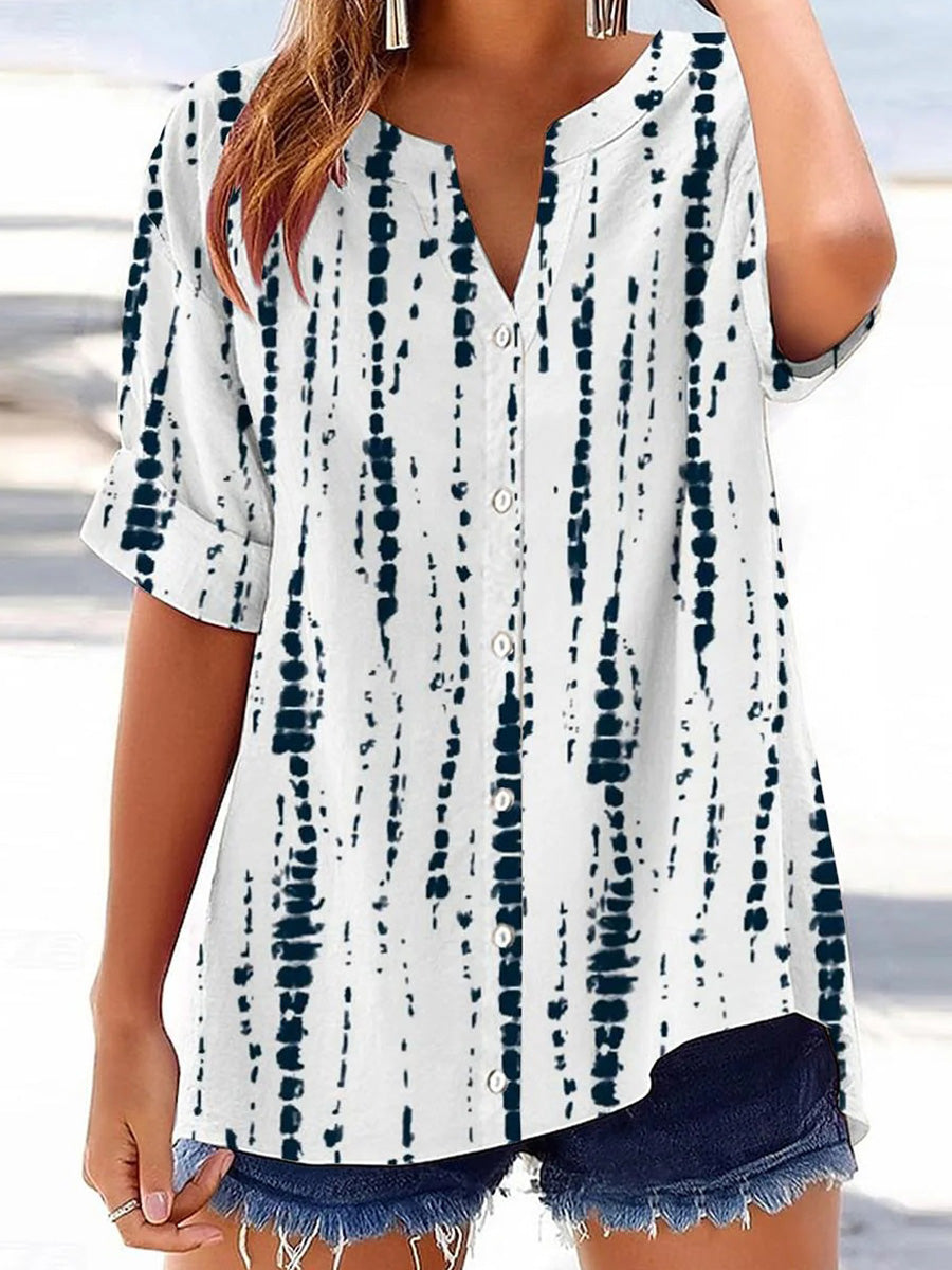 Stylish V-Neck Short Sleeve Top