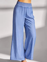 Blue Casual Solid Pants