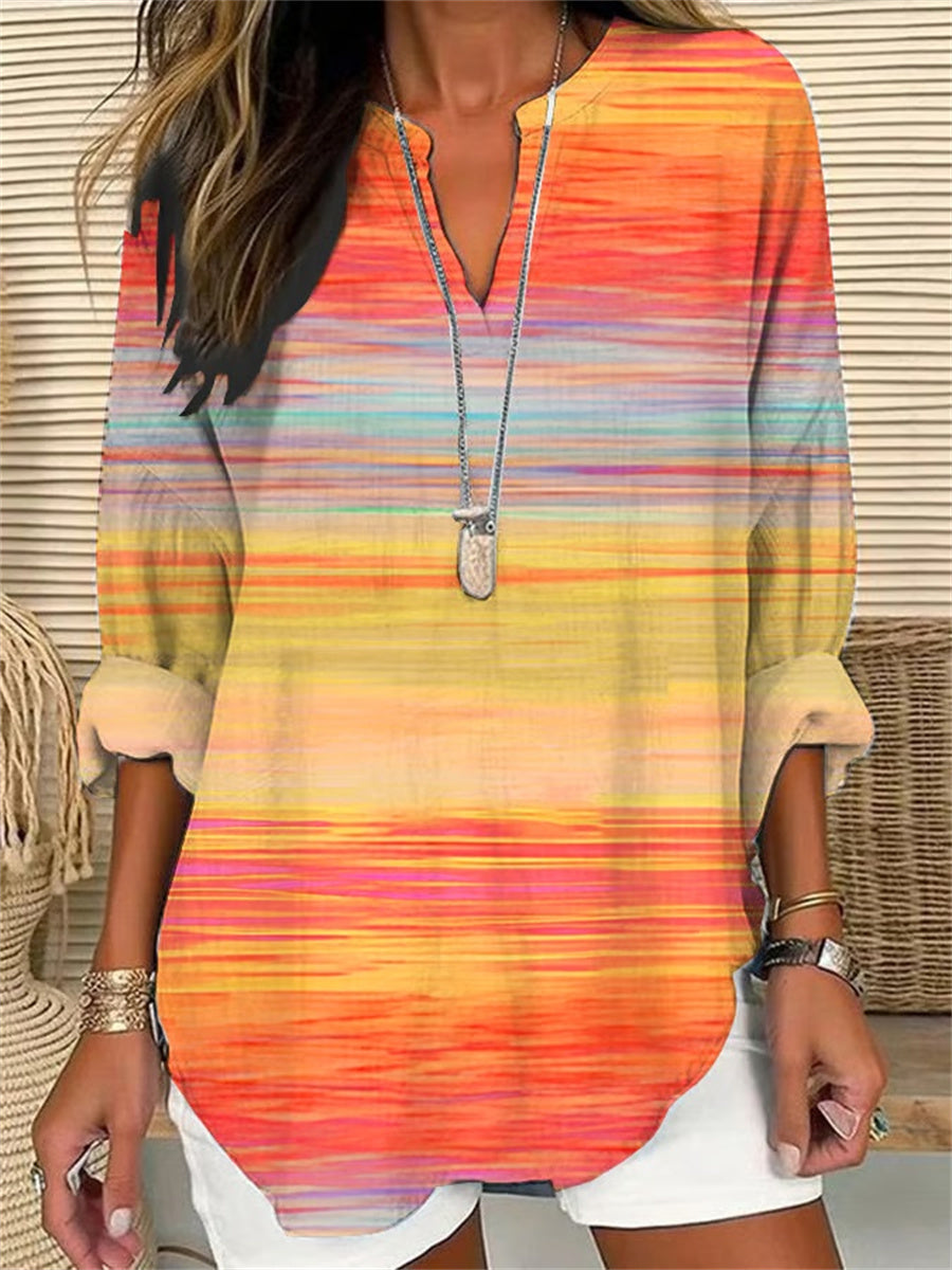 Women's Autumn Casual Gradient Long Sleeve Shirt