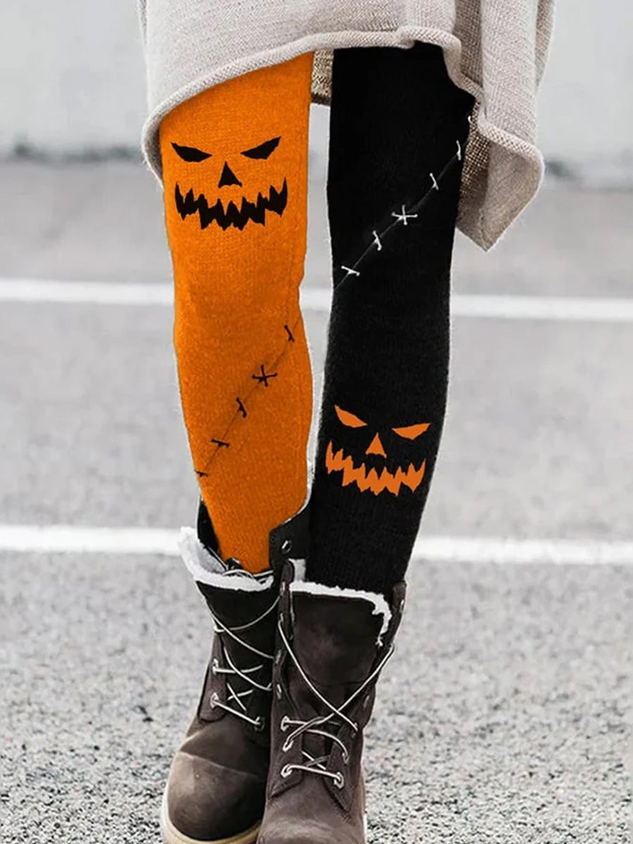 Orange Elastic Drawstring Waistband Pants