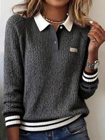 Grey Striped Long Sleeve Sweater
