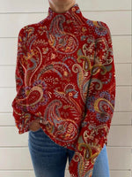 Women's Vintage Ethnic Art Print Long Sleeve Pullover Sweater