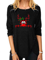 Women's Christmas Print Casual Long Sleeve Round Neck T-shirt