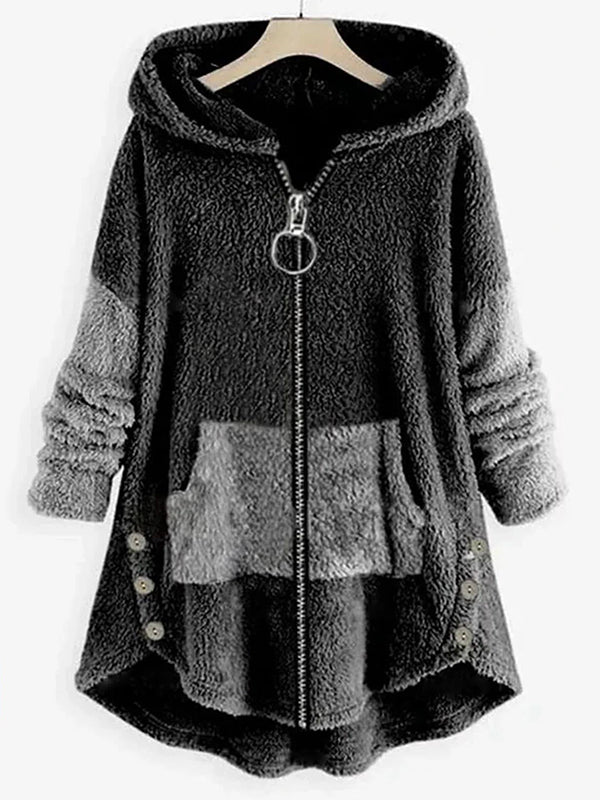 Gray Casual Long Sleeve Patchwork Printed Coats