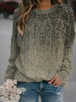 Multicolor Casual Round Neck Boho Long Sleeve Sweatshirts
