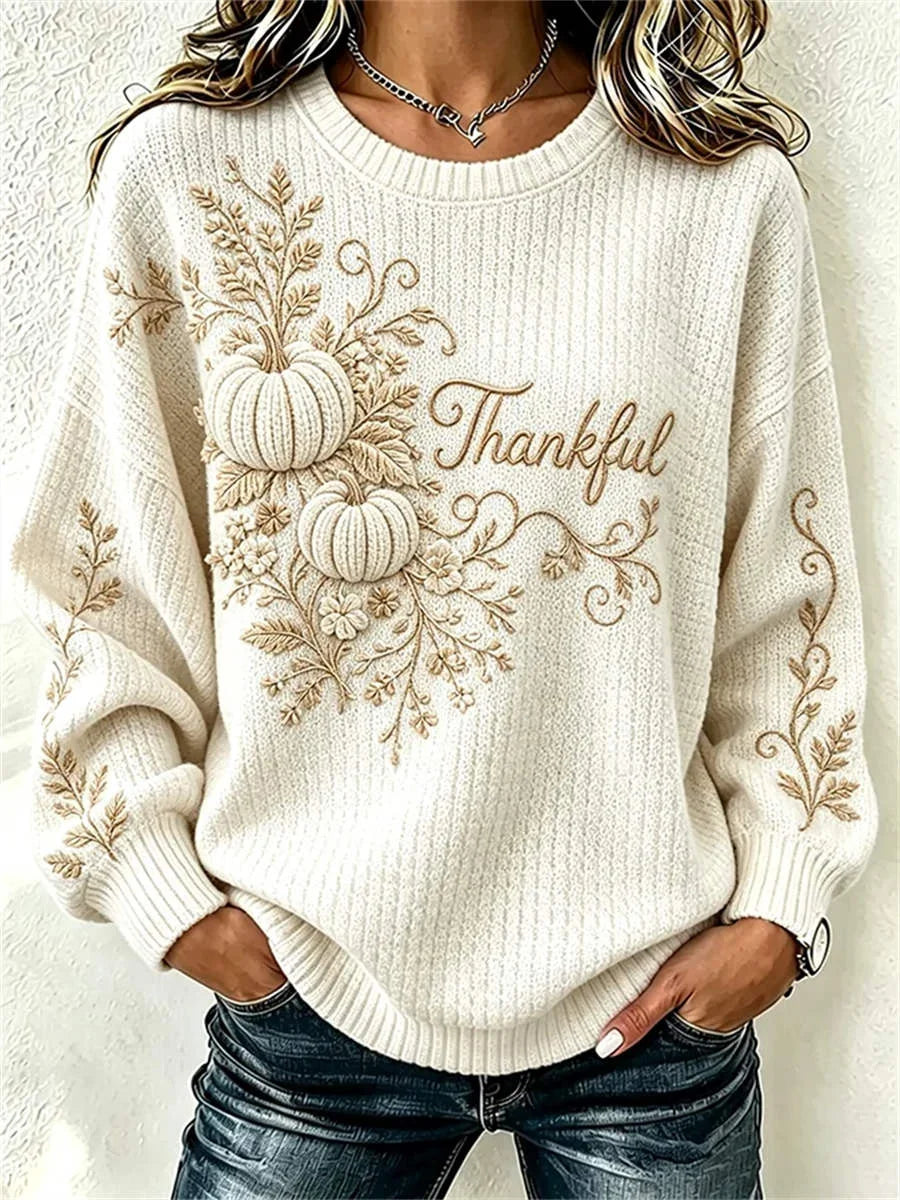 Casual Floral Crew Neck Long Sleeve Sweatshirt