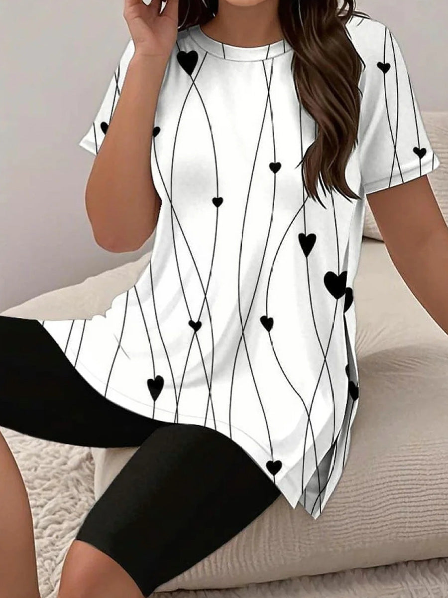 Classy Round Neck Short Sleeve Two Piece Set