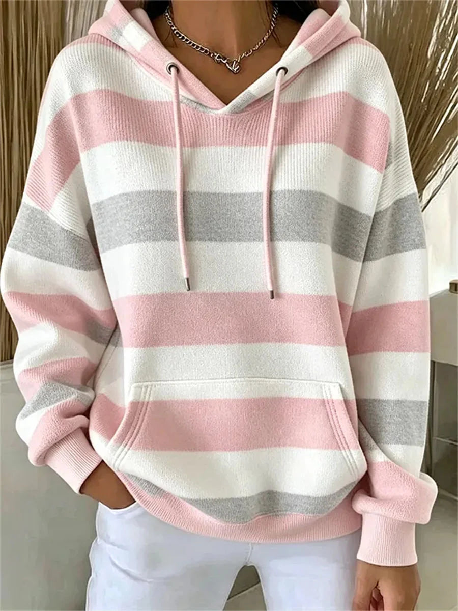 Casual Striped Long Sleeve Hoodie
