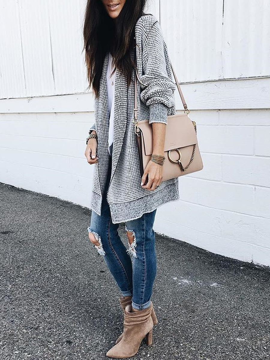 Charleston Cozy Waffle Texture Cardigan