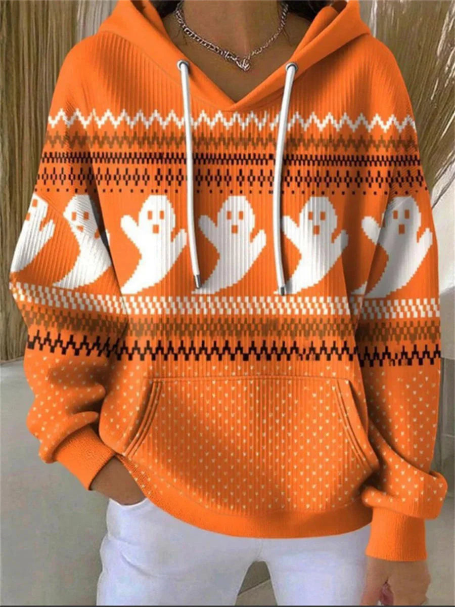 Vintage Geometric Long Sleeve Hoodie