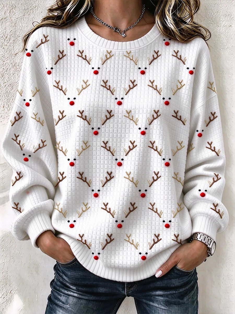 Casual Christmas Crew Neck Long Sleeve Sweatshirt