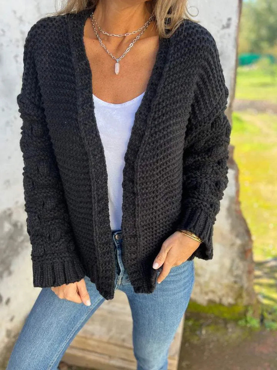 Women's Autumn V-neck Long-sleeved Casual Knitted Cardigan