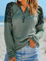 V Neck Jacquard Loose Casual Shirt