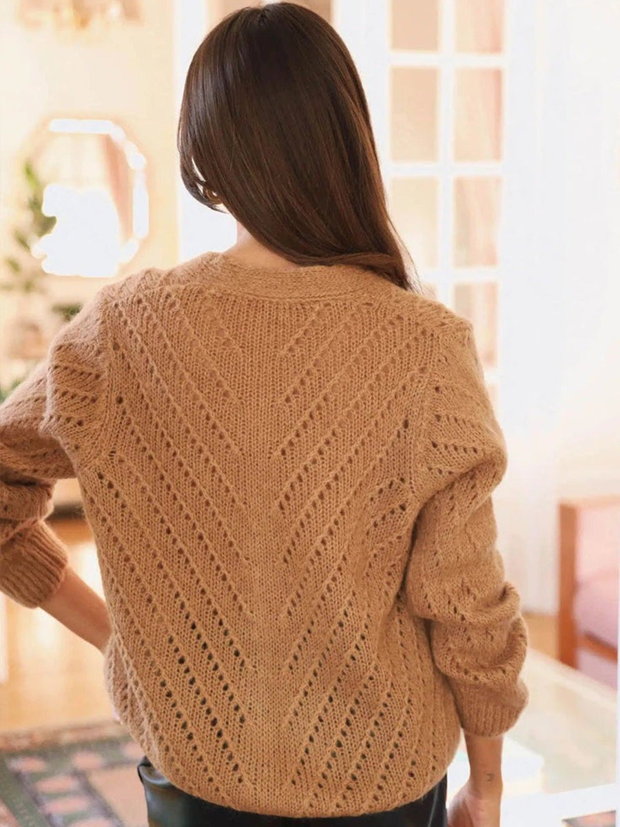 Elegant Long Sleeve Plain Sweater
