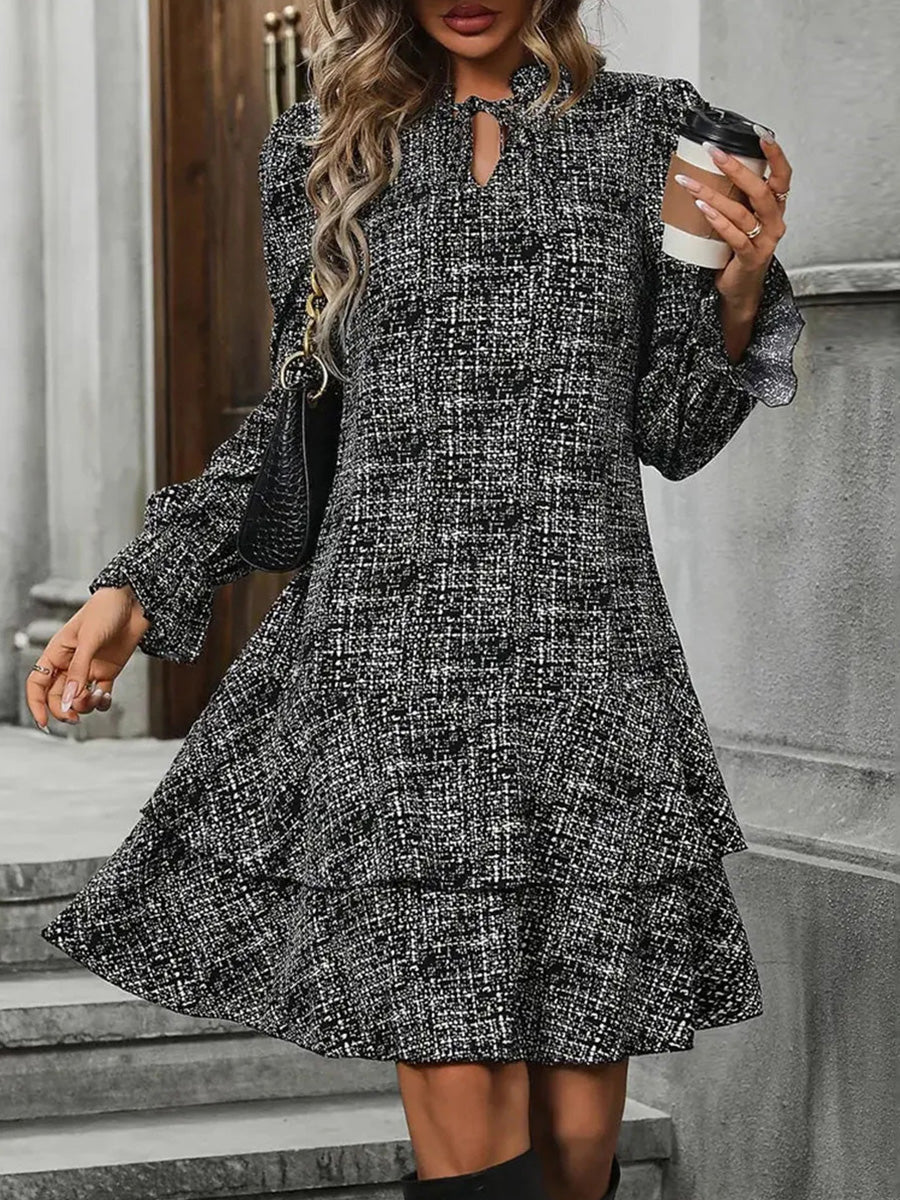 Stylish Black Long Sleeve Mini Dress