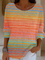 Women's Retro Autumn Print Round Neck Long Sleeve Sweater