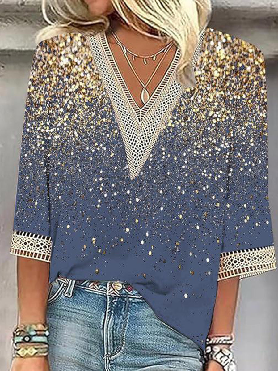 Dreamy V-Neck 3/4 Sleeve Top