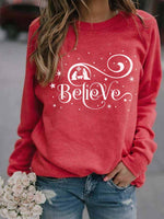 Women's Christmas Believe Print Sweatshirt