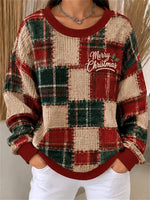 Casual Plaid Crew Neck Long Sleeve Sweatshirt