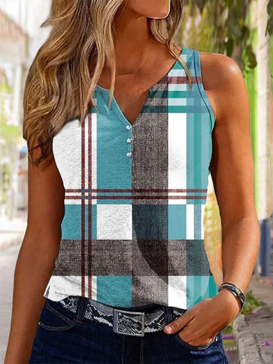 Casual Plaid Tank Top