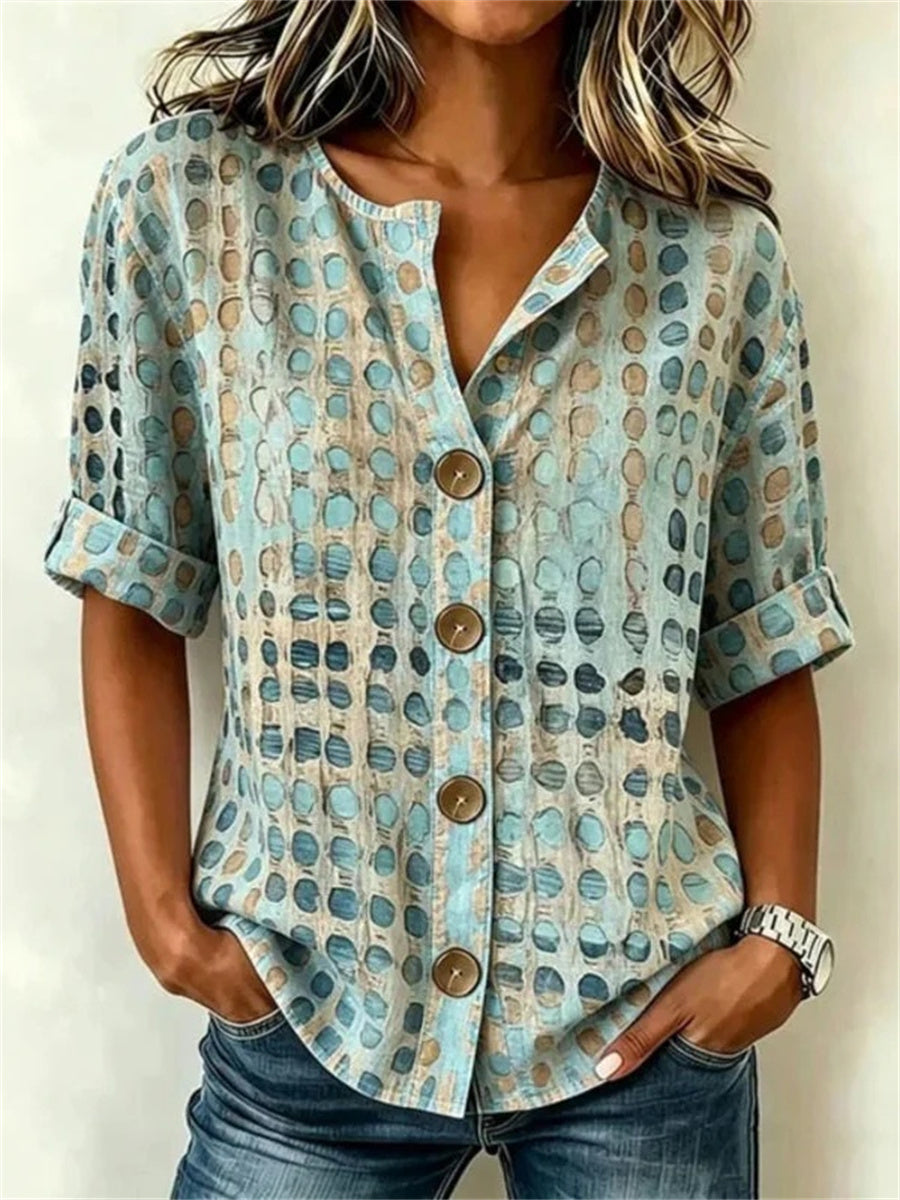 Vintage Casual Short Sleeve Blouse