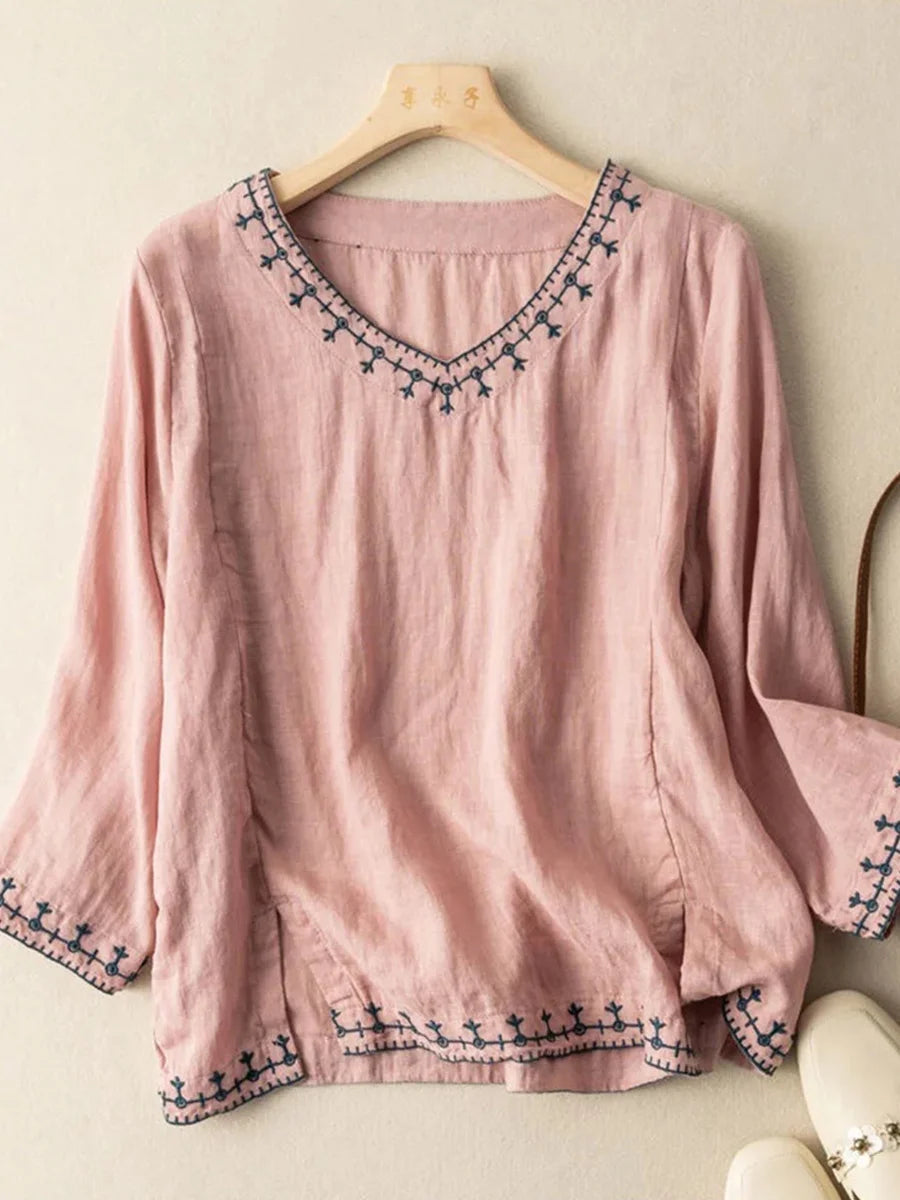 Women's Casual V-neck 3/4 Sleeve Shirt