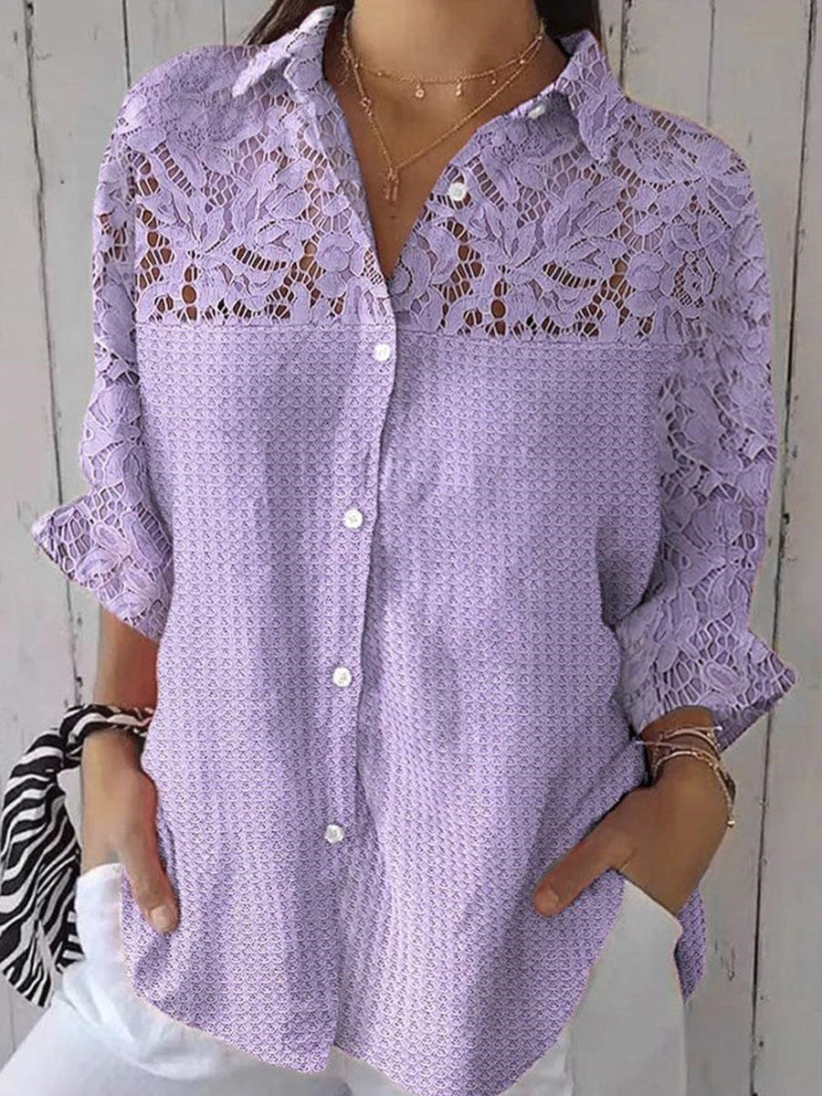Chic Purple Plain Collared Shirt