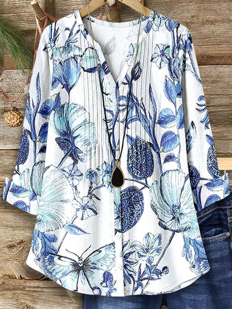 Casual V-Neck 3/4 Sleeve Top