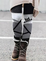 Multicolor Casual Cat Printed Leggings