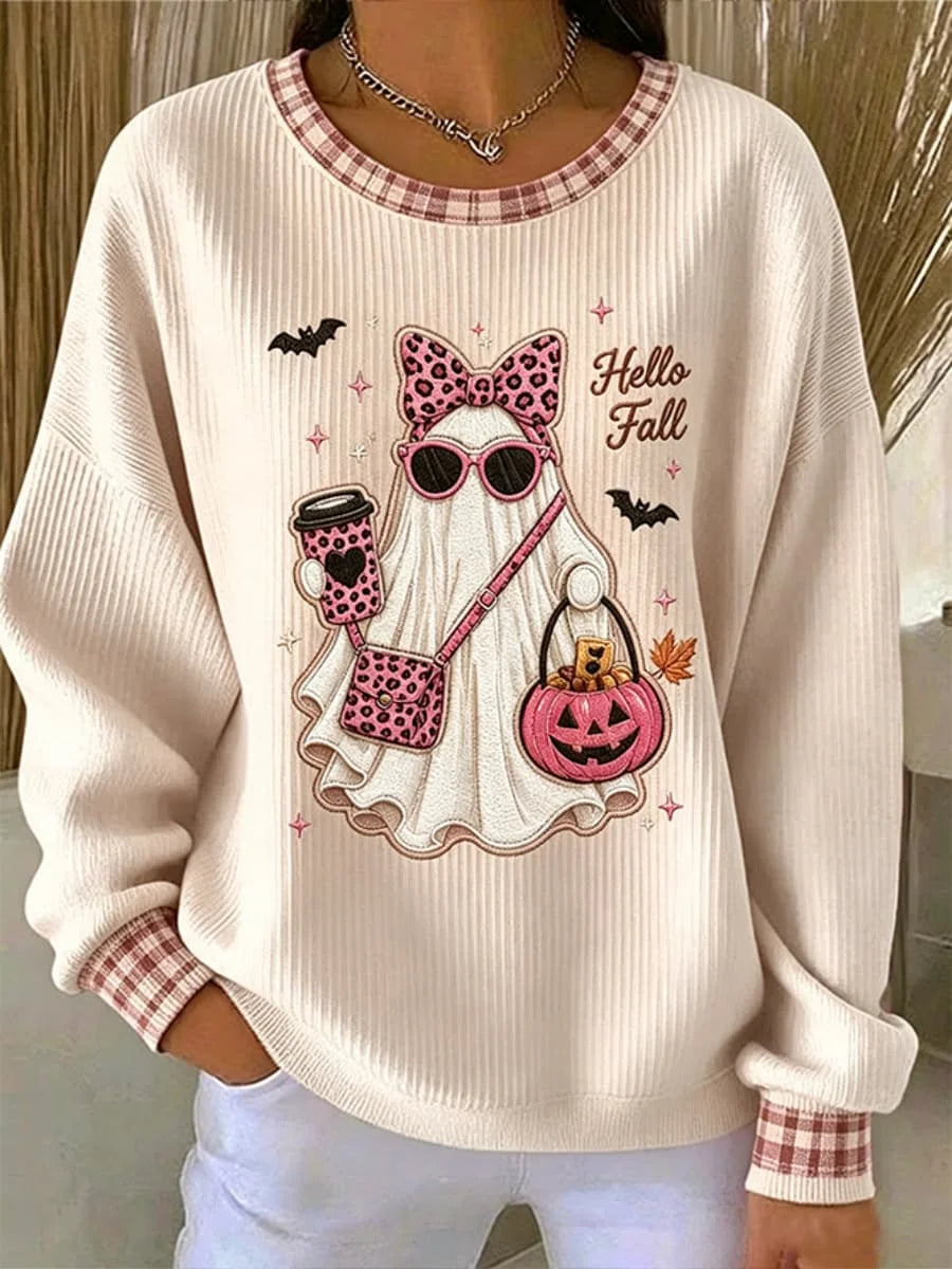 Casual Leopard Crew Neck Long Sleeve Sweatshirt
