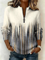 Casual Abstract Mock Neck Long Sleeve Sweatshirt